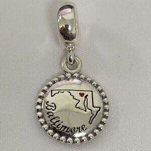 Pandora Baltimore Map Exclusive Charm, S925 Silver Jewelry